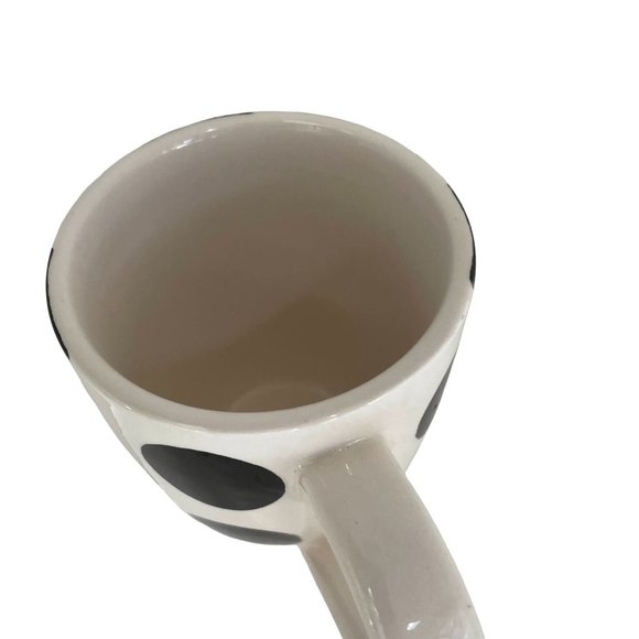 Flair Coffee Mug Cup Tea Polka Dot Deco Large White Black Spotted 14oz Size 4.5" - Picture 5 of 9